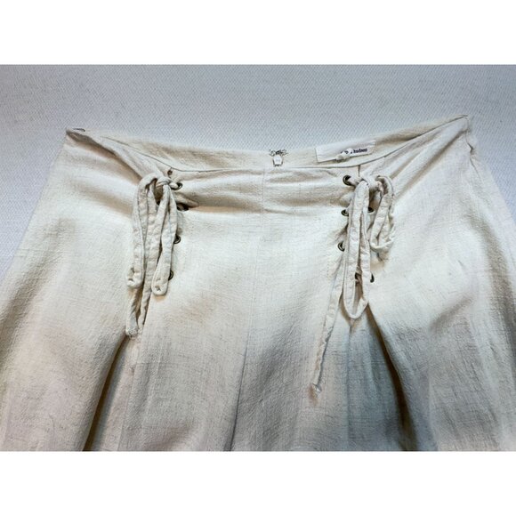 June & Hudson Womens Linen Blend Wide-Leg Pants Size S Beige Drawstring Waist - Picture 6 of 10